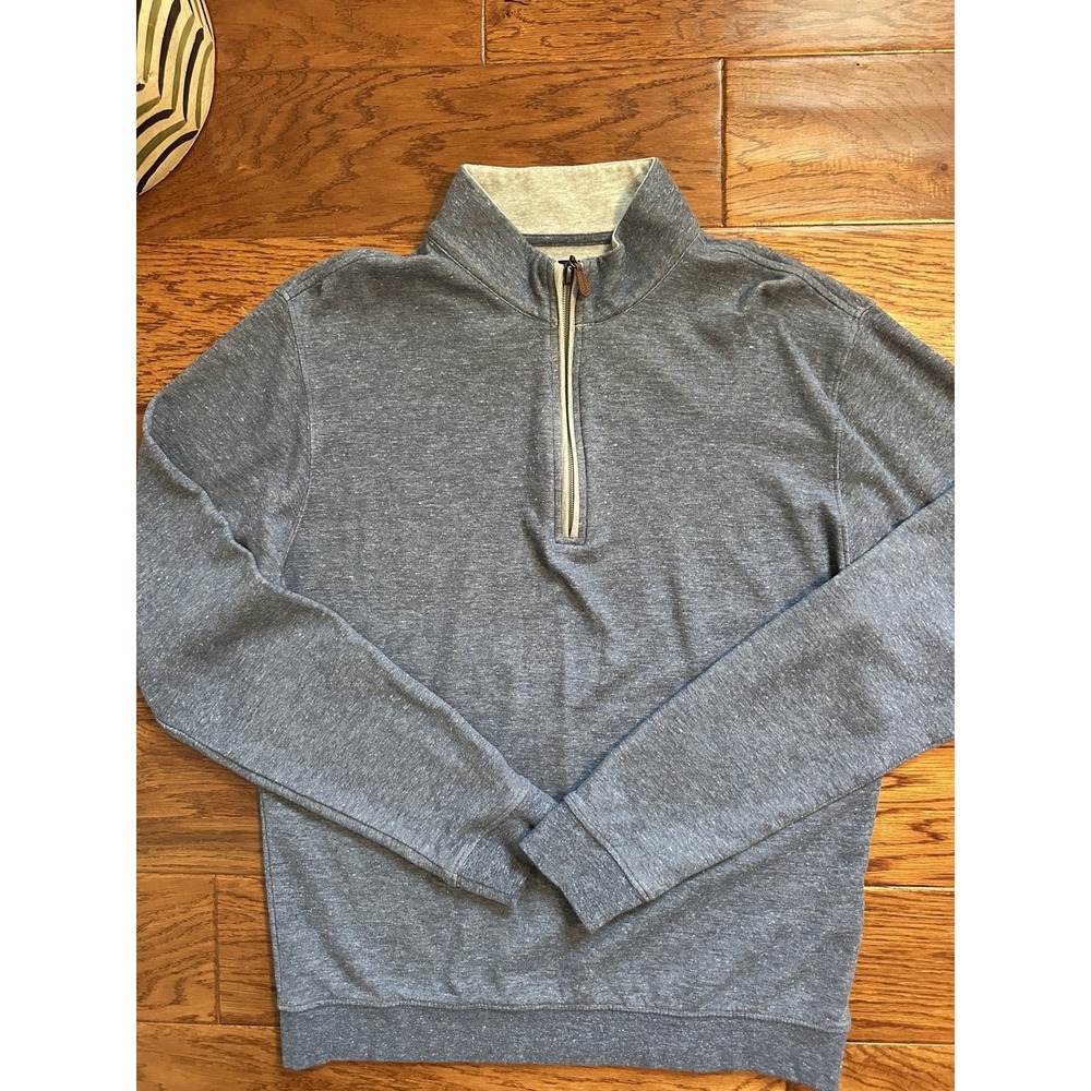 johnnie-O Mens Medium Blue Heather 1/4 Zip Pullover Sweater Lyocell Blend EUC